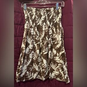 Derek Heart Brown and Cream Floral Smocked Tube Top